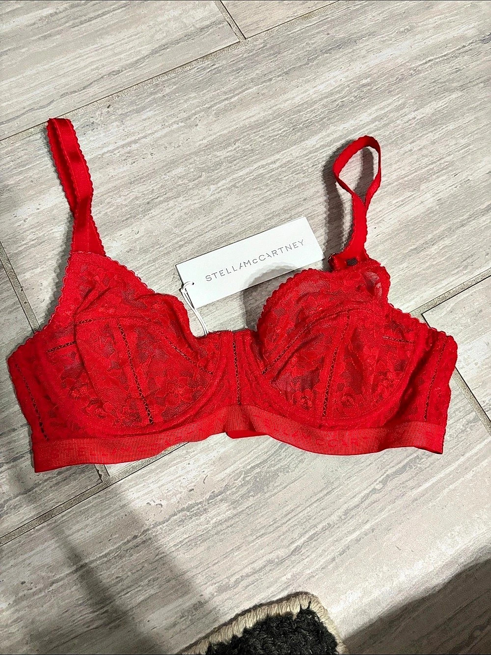 Stella McCartney Red Lace Bra NWT 36C